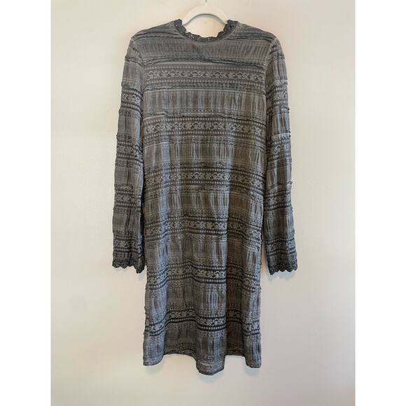 POL Size M Dark Gray Long Sleeve Lace Dress Boho Feminine - Picture 1 of 6